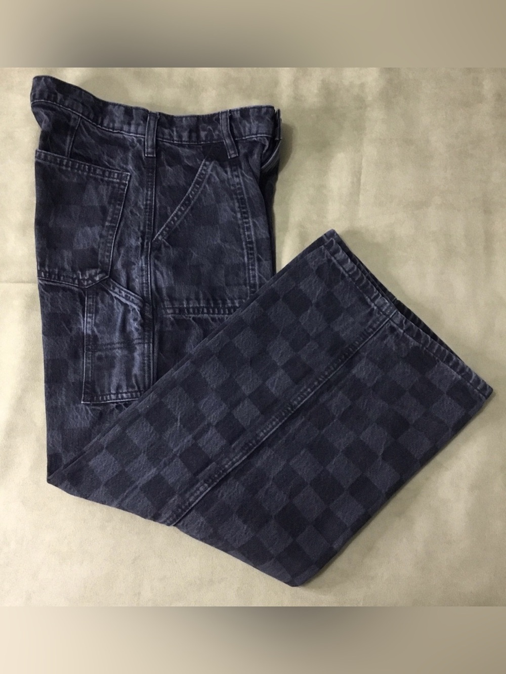 GAP Teen Gray 12 Wide Stride Checkerboard Relaxed Jeans - K802